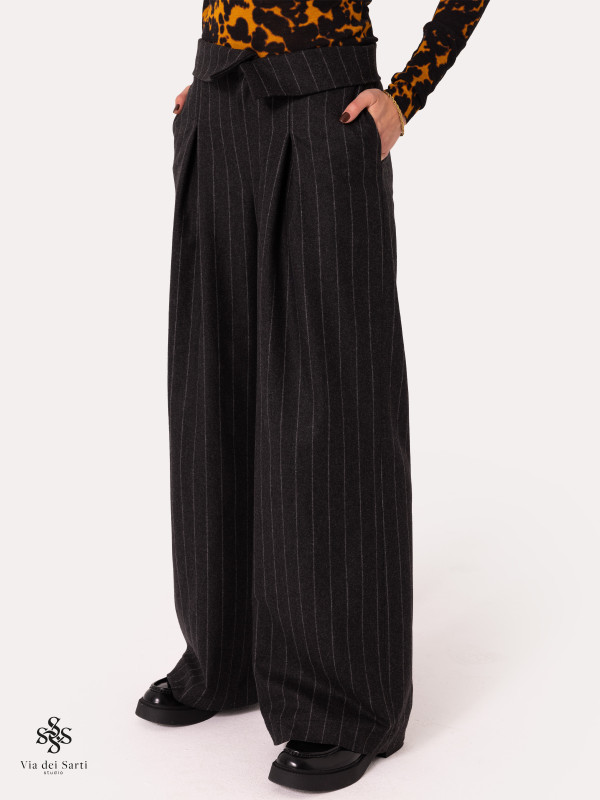 VENEZIA Wool Trousers in Stripes
